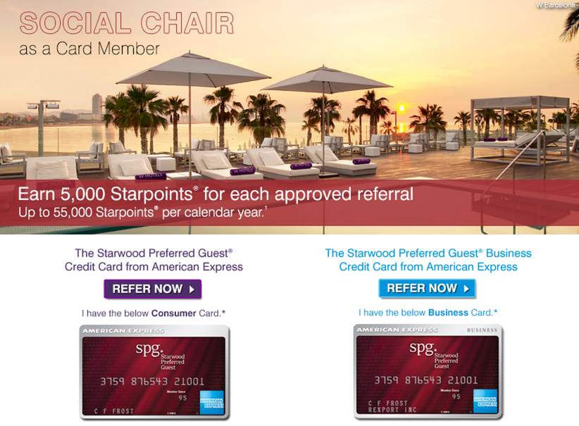 Refer the SPG AMEX to your inner circle and earn 5,000 Starpoints per