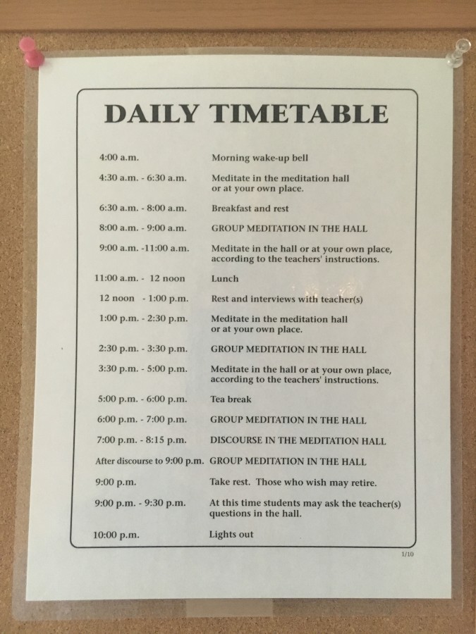 Vipassana Timetable