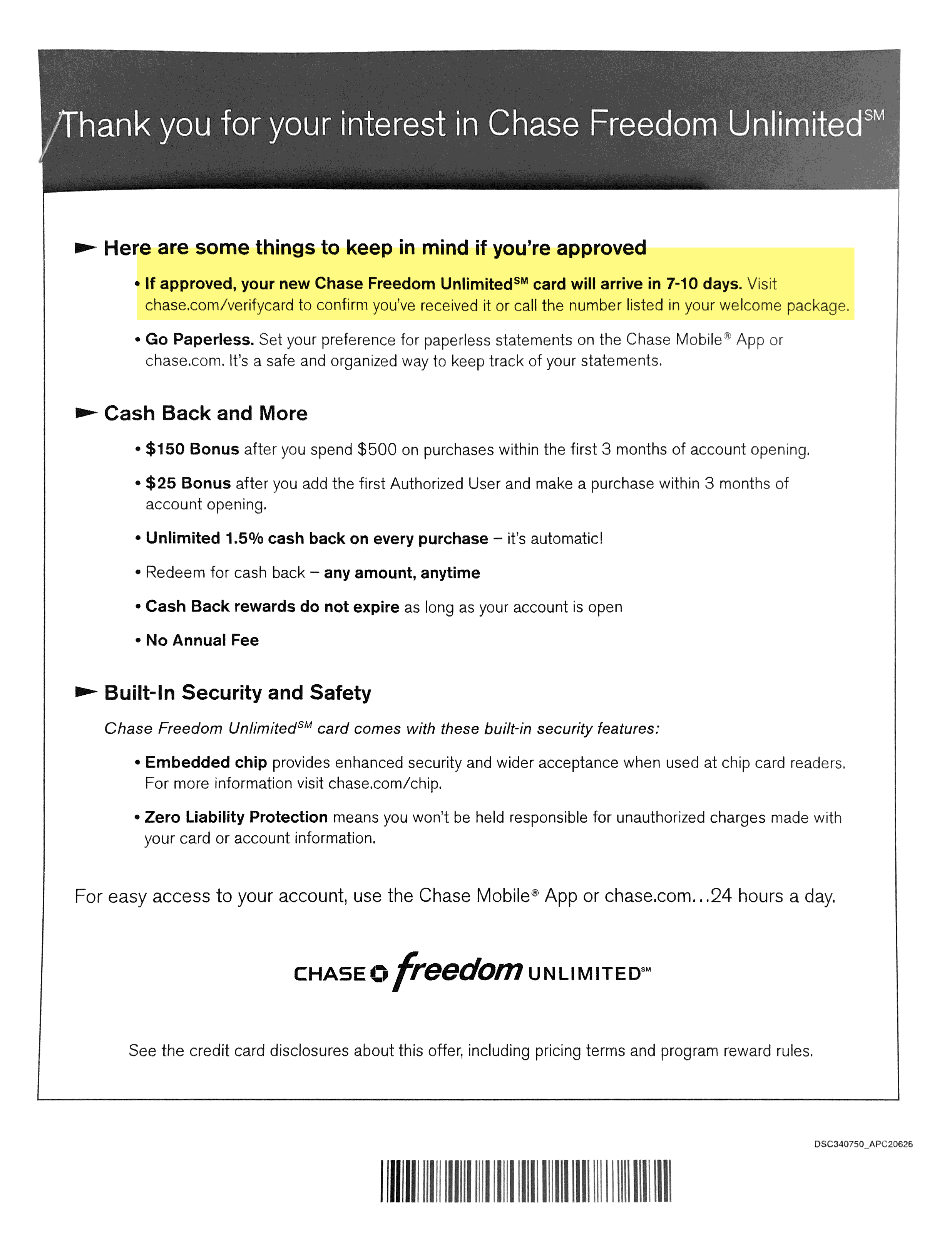 Why did I get denied for Chase Freedom Unlimited?