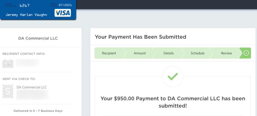 a screenshot of a payment form