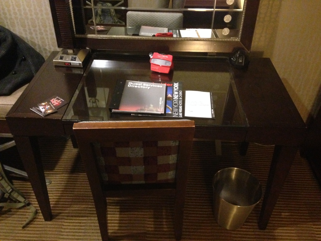 Desk with Vegas brochures