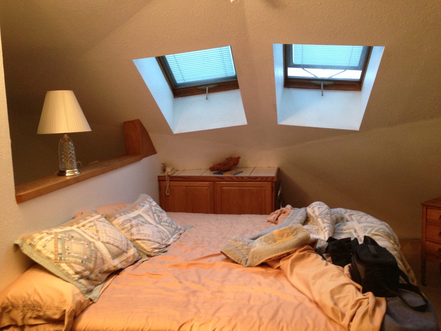 Our bed and skylights