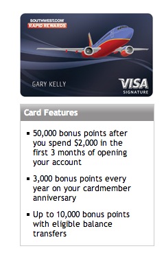 The Southwest Rapid Rewards Premier card frequently offers a 50K signup bonus 