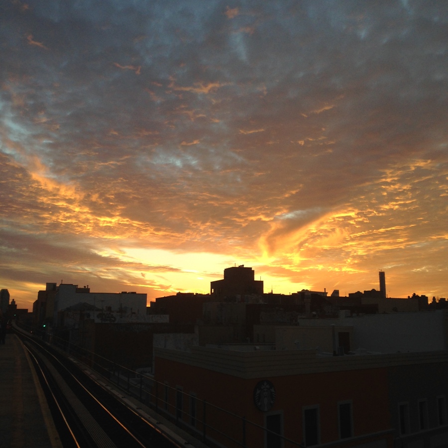 Sunset at N/Q Astoria Blvd station  in Queens