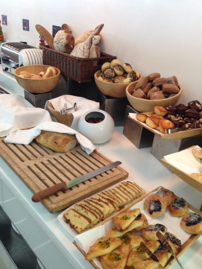 Buffet spread: breads and pastries