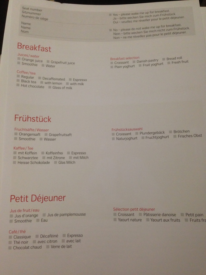 Breakfast order form