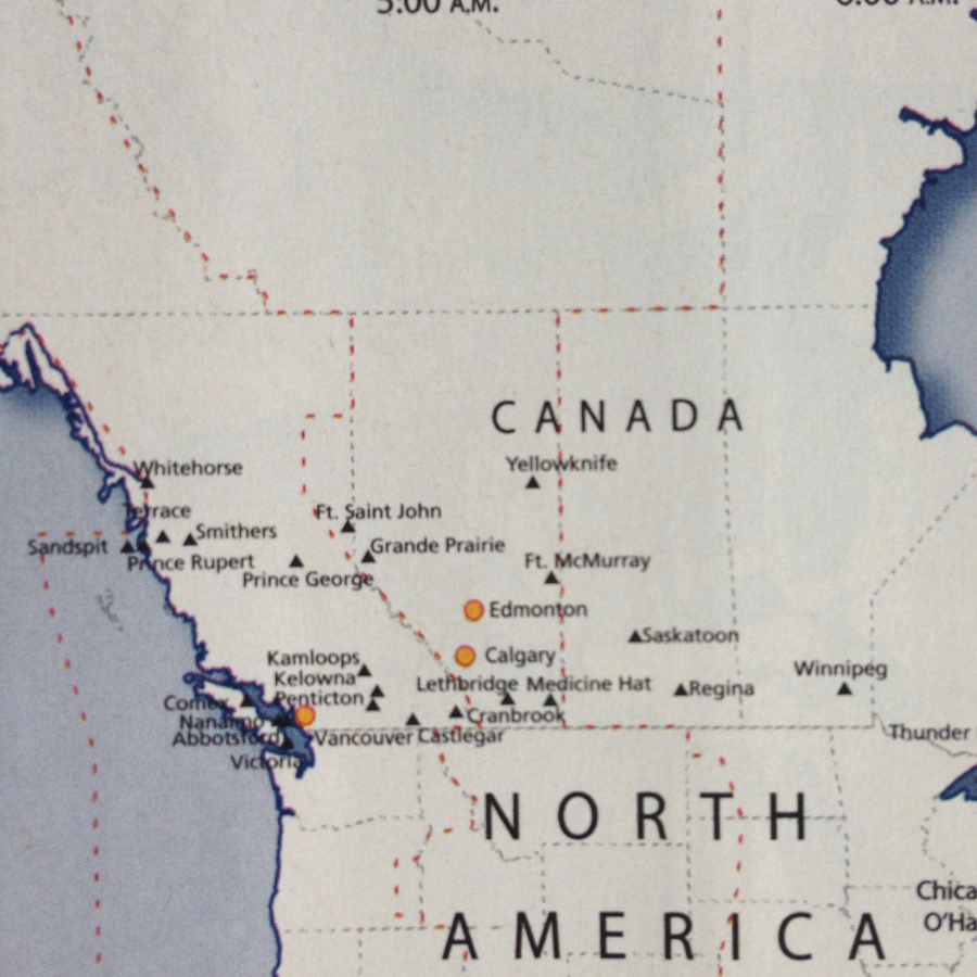 US Airways map of Canada