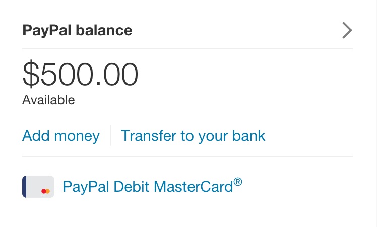 New PayPal balance