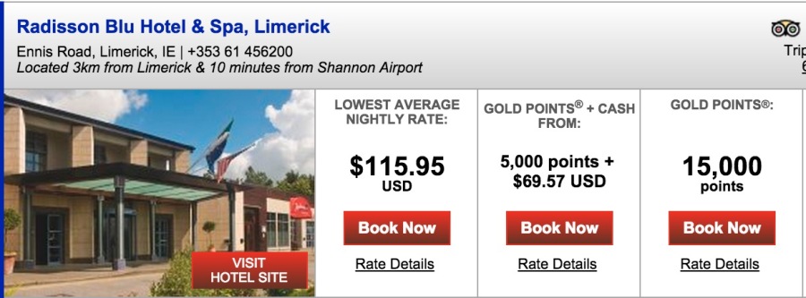6 nights in Limerick would be ~$696
