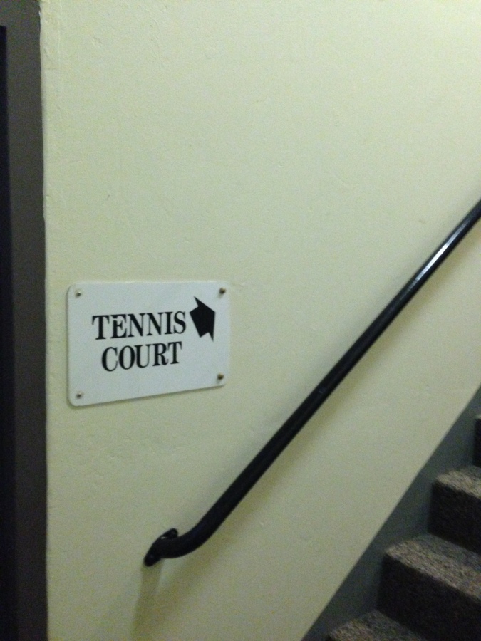 Stairs to tennis court
