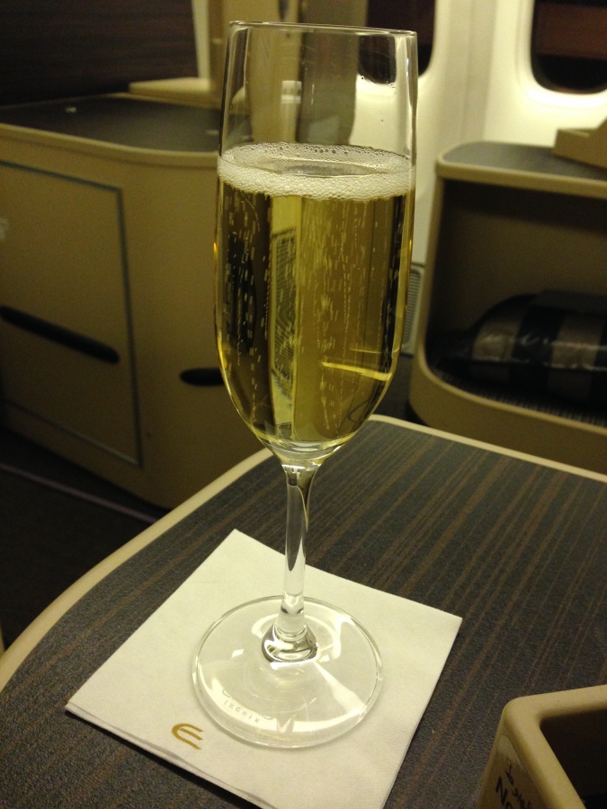 Pre-departure champagne for your thoughts? 
