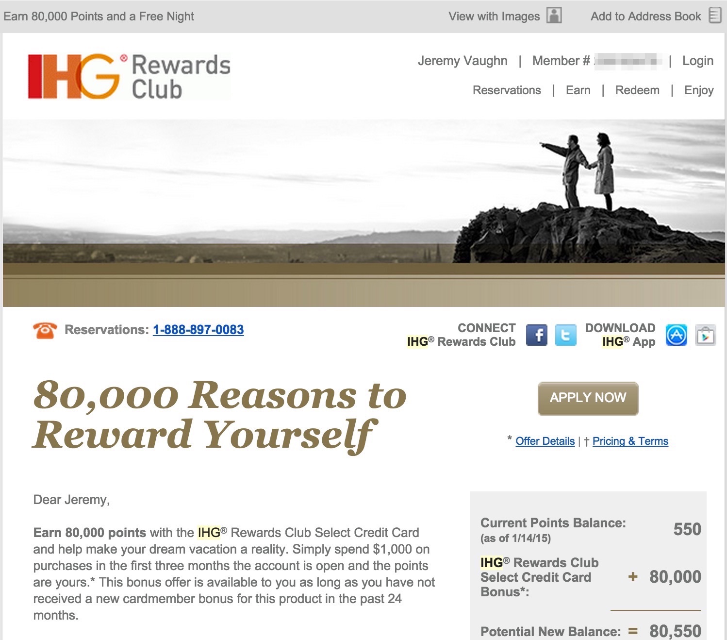 Chase IHG targeted email
