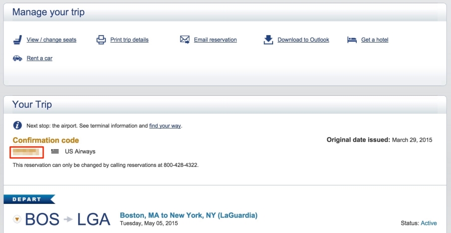 And it shows up perfectly when I plug it into the US Airways website