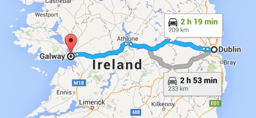 A pretty straightforward drive across Ireland's midsection