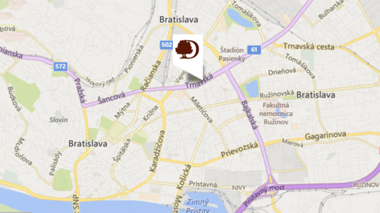 Location of the DoubleTree in Bratislava