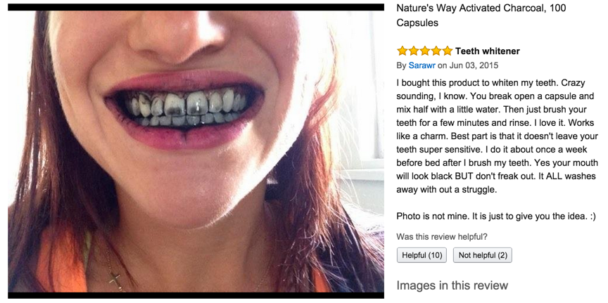 Activated charcoal as a tooth whitener