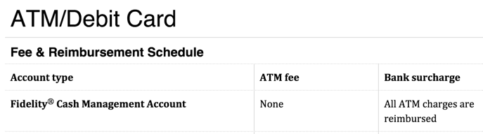 The ATM policy is easy to understand. NO FEES