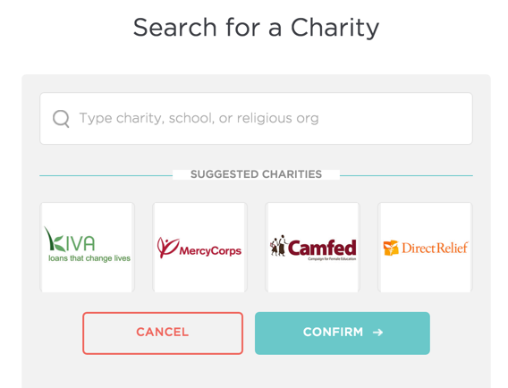 Select a charity and donate 2% of your purchase