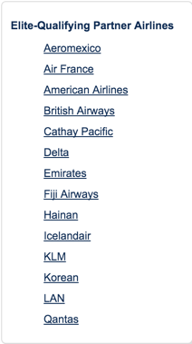 Alaska has an interesting list of elite-qualifying partners, including American and Delta