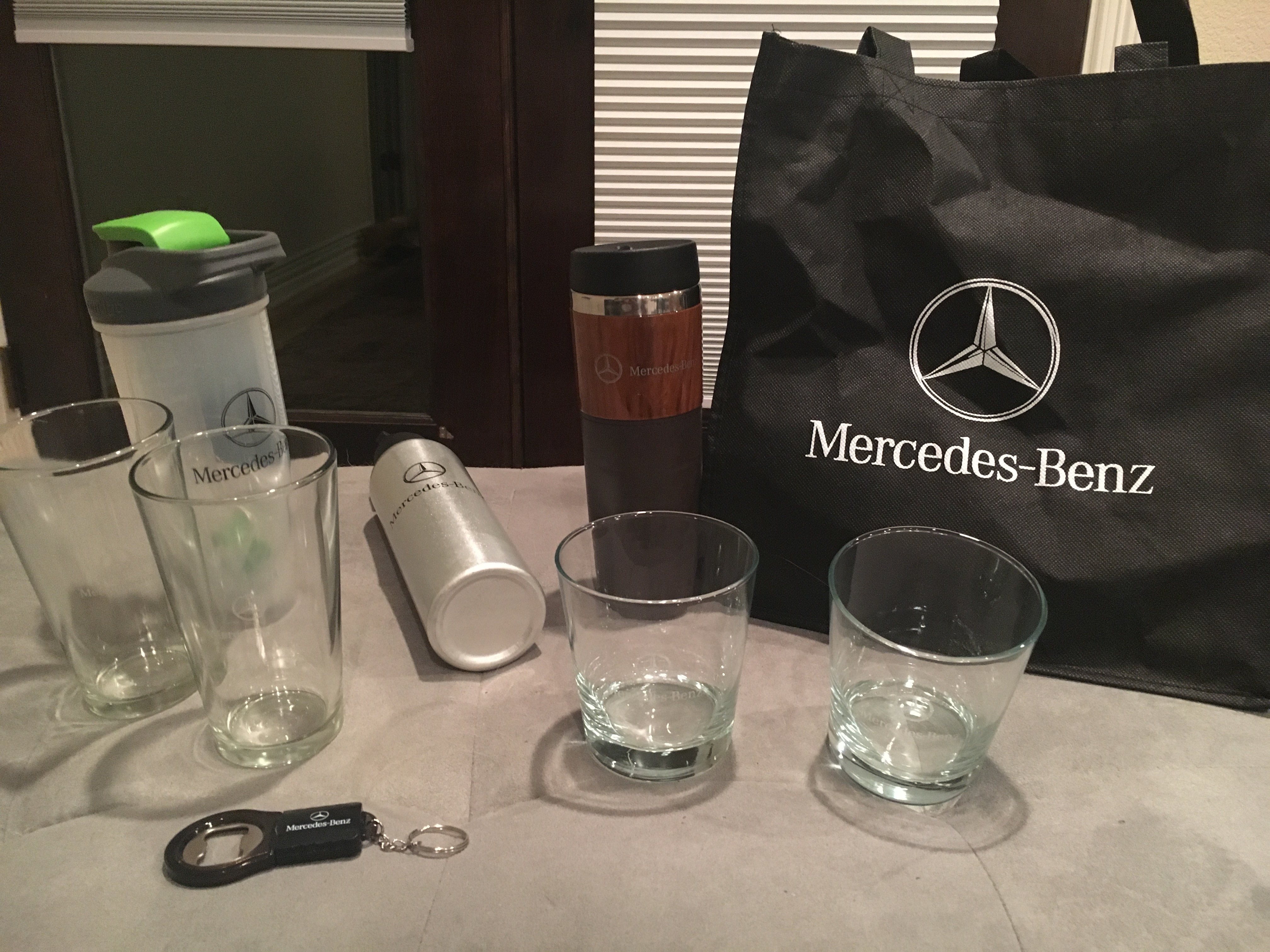 a group of glasses and a bag