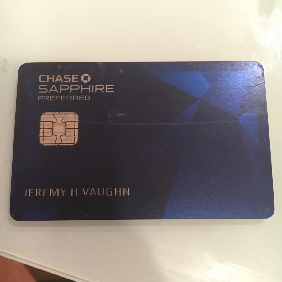 a blue and gold credit card