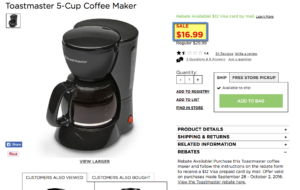 a black coffee maker with a black handle