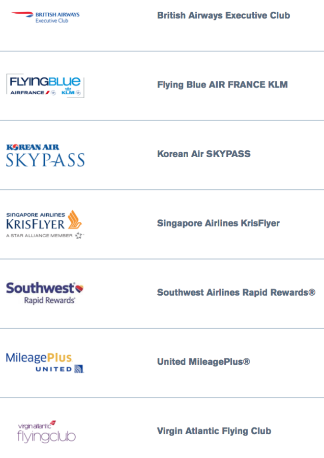 Chase's short but powerful list of airline transfer partners