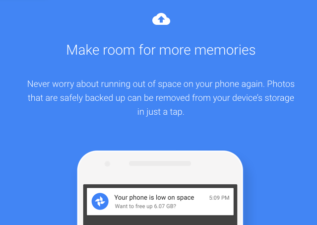 Google Photos proactively saves precious MB on your phone