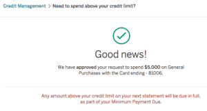 a screenshot of a credit limit