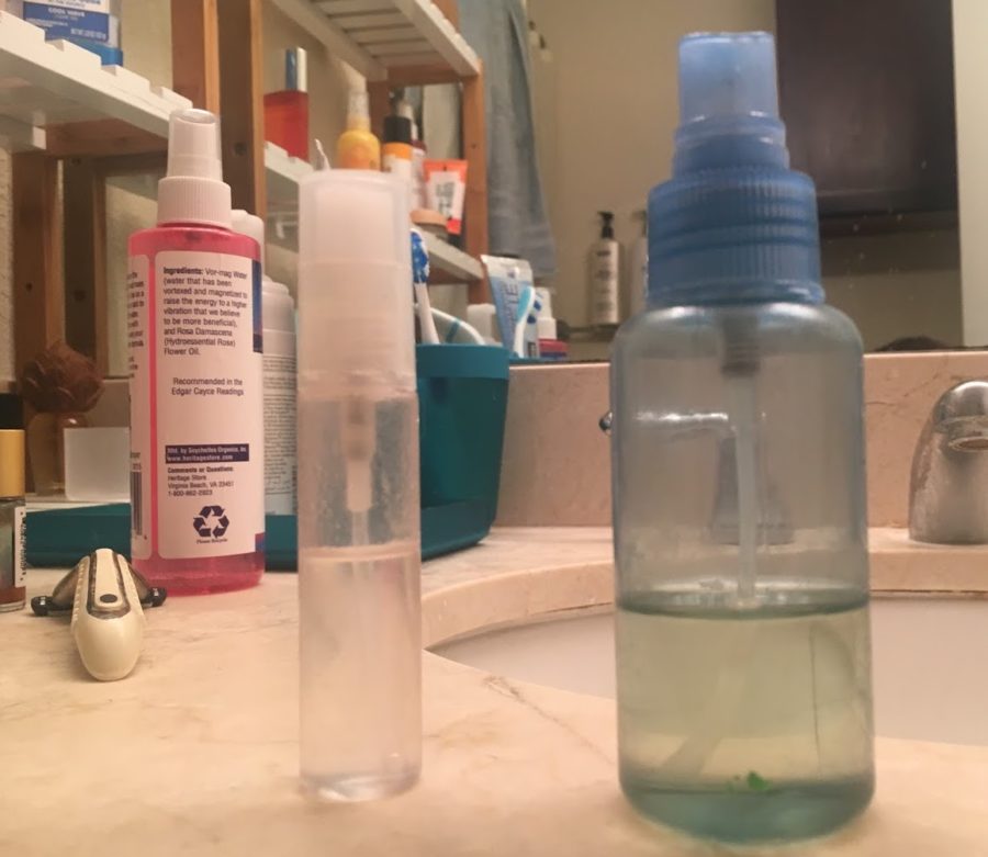 a group of bottles on a counter