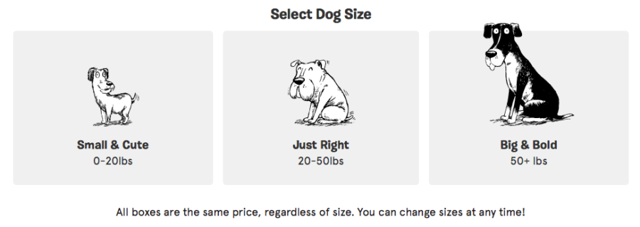 a screenshot of a dog size