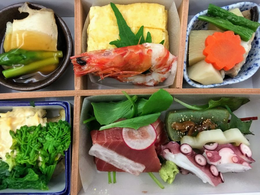 a tray of food in a box