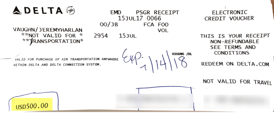 a receipt with blue writing on it