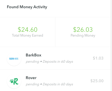 a screenshot of a money activity
