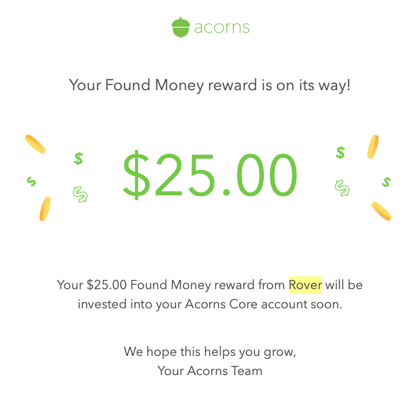 a screenshot of a money reward