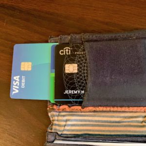 a wallet with credit cards in it