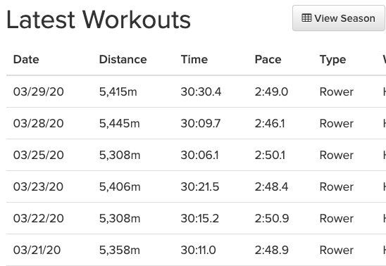 a screenshot of a running schedule