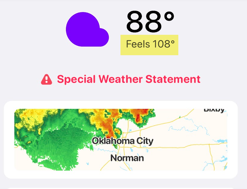a screenshot of a weather statement