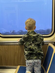 a child looking out a window