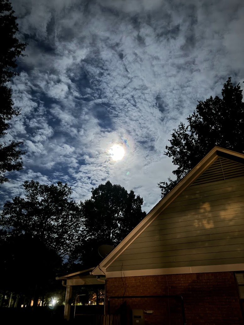 a house with trees and the sun in the sky